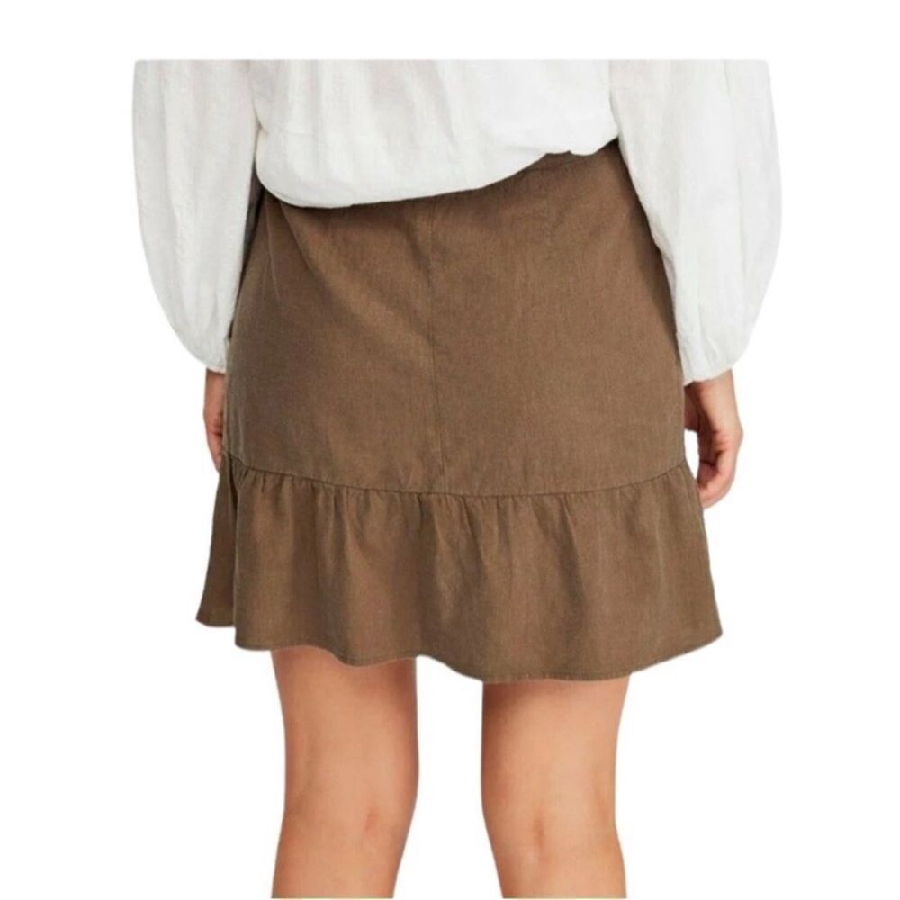 FREE PEOPLE | NEW! Ruffle My Feathers Olive Green Wrap Skirt Women’s Size 4 - Picture 2 of 9